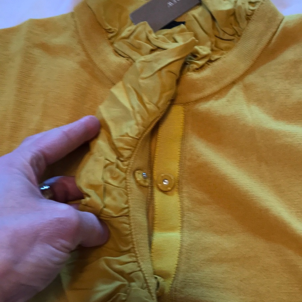 J. Crew - Gold Yellow Ruffle Cardigan - Picture 4 of 6